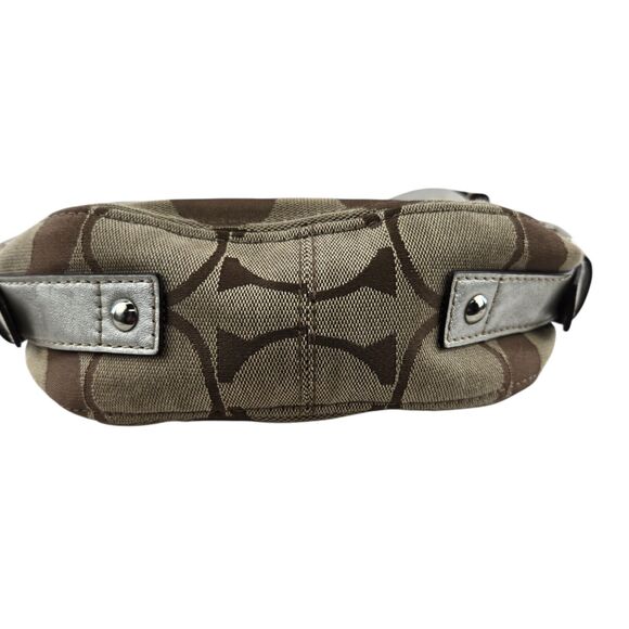 Coach Zoe Signature Logo Small Baguette Shoulder Bag Brown Silver Y2K Twee Luxe - Picture 6 of 13